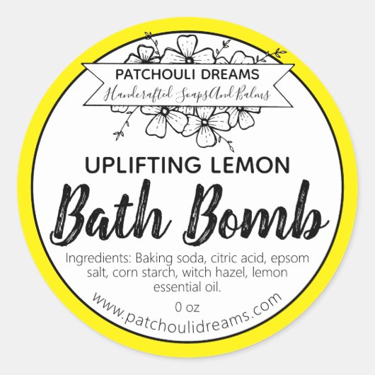 Étiquette de bain à citron personnalisable fait ma (Devant)
