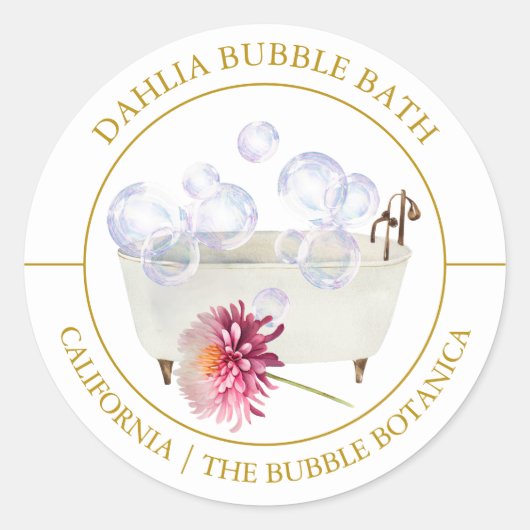Étiquette de bain de bulle Dahlia (Devant)