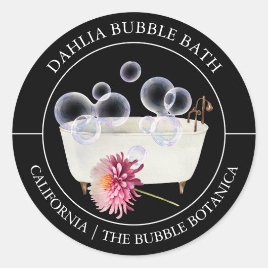 Étiquette de bain de bulle Dahlia (Devant)