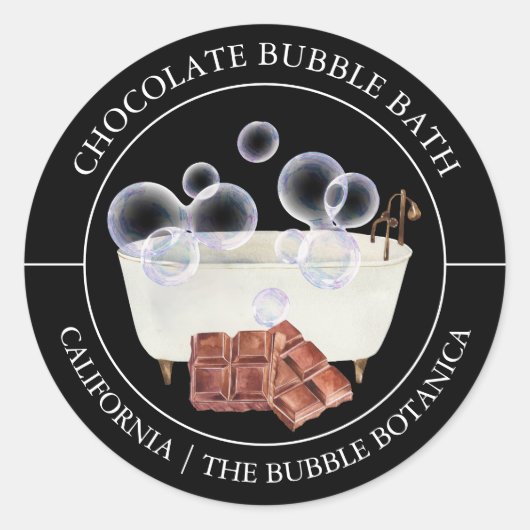 Étiquette de bain de bulle de chocolat (Devant)