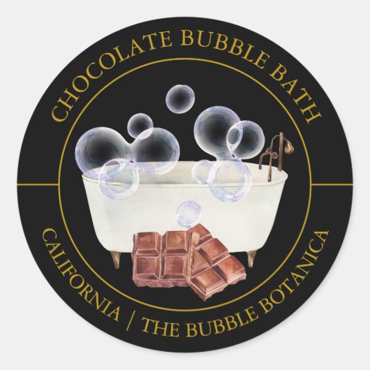 Étiquette de bain de bulle de chocolat (Devant)