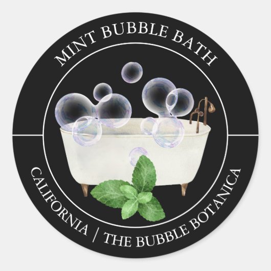Étiquette de bain de bulle de menthe (Devant)