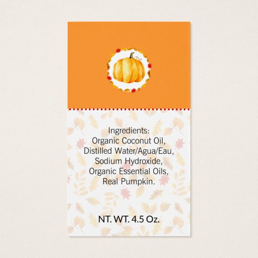 Étiquette de bain et corps artisanaux Potiron Épic (Dos)