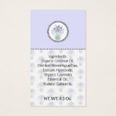 Étiquette de bain et corps fait maison Lavande | É (Dos)