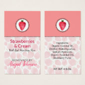 Étiquette de bain et de corps fait maison Fraise | (Devant & derrière)