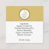 Étiquette de bain et de corps faits maison Gold &  (Dos)