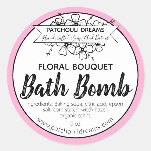 Étiquette de bain floral sur mesure fabriqué à la  (Devant)