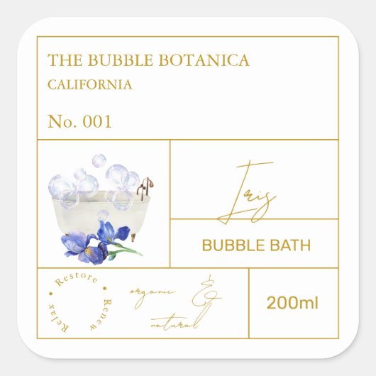Étiquette de bain moussant Apothecary Iris (Devant)