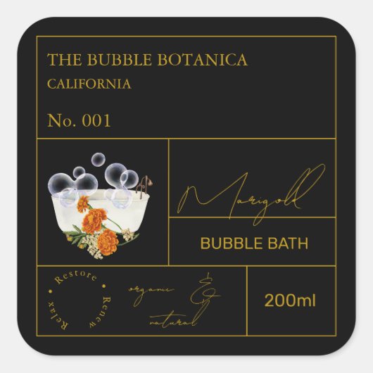 Étiquette de bain moussant Apothecary Marigold (Devant)