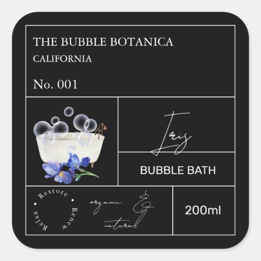 Étiquette de bain moussant Apothicaire Iris (Devant)