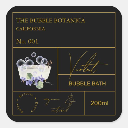 Étiquette de bain moussant Apothicaire Violet (Devant)