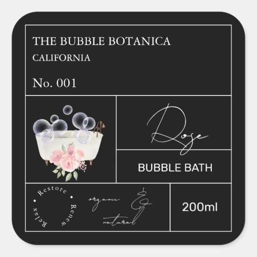 Étiquette de bain moussant Rose Apothicaire (Devant)