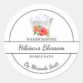 Étiquette de bain simple fait maison Hibiscus (Devant)
