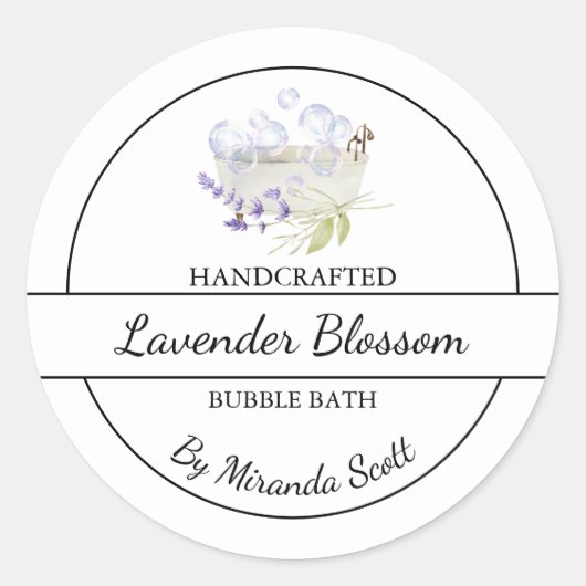 Étiquette de bain simple fait maison Lavender (Devant)