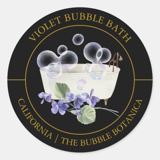 Étiquette de bain violet bulle (Devant)