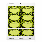 Étiquette de balise Lime & Olive Green & Black Pai (Feuille entière)