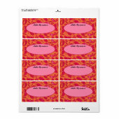 Étiquette de balise Red & Orange Paisley Name (Feuille entière)