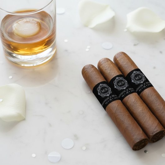 Étiquette de bande de cigare de mariage à monogram