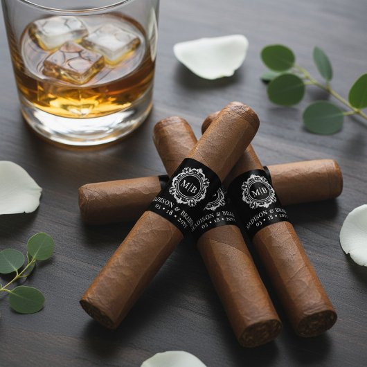 Étiquette de bande de Mariage de cigar à monogramm
