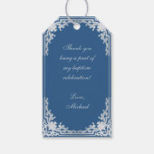Étiquette de Baptême Garçon Bleu Classique Élégant (Dos)