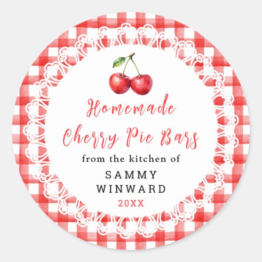 Étiquette de bar à tarte aux cerises maison (Devant)