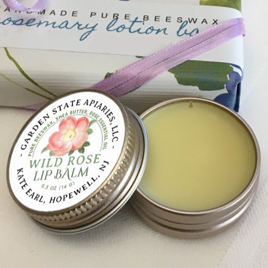 Étiquette de baume à lèvres avec Rose de l'ancien 