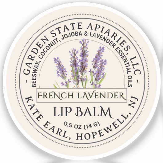 étiquette de baume à lèvres en cire d'abeille 2 po (Recto)