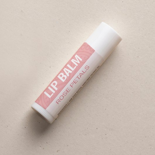 Étiquette de baume à lèvres - Pétales Roses - Carr