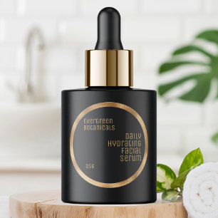 Étiquette de beauté minimaliste noir et or tressé