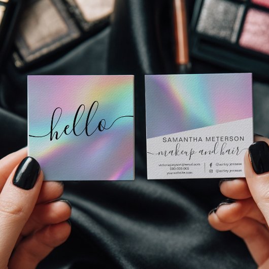 Étiquette de beauté moderne en script holographiqu