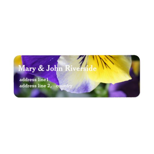 Étiquette de belles fleurs violettes et jaunes (Devant)