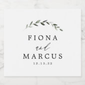 Étiquette de biberon Mariage à feuilles vertes (Étiquettes simples)