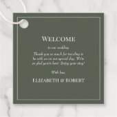 Étiquette de bienvenue de mariage à monogramme en  (Devant)