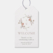Étiquette de bienvenue de mariage à monogramme flo (Devant)