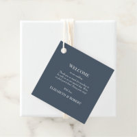 Étiquette de bienvenue de mariage florale bleu ard
