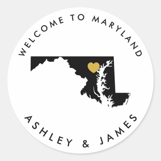 Étiquette de bienvenue du Mariage du Maryland (Devant)