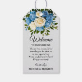 Étiquette de bienvenue florale bleue et blanche (Devant)