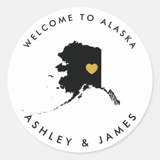 Étiquette de bienvenue Mariage de l'Alaska, or et  (Devant)