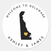 Étiquette de bienvenue Mariage Delaware, or et noi (Devant)