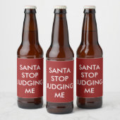 Étiquette de bière rouge "SANTA ARRÊTE DE ME JUGER (Bouteilles)