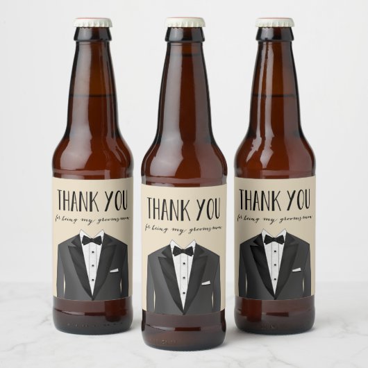 Étiquette de bière Tuxedo Merci Groomsman (Bouteilles)