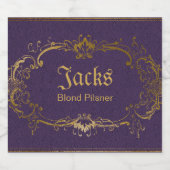 Étiquette de bières personnalisé violet et or (Étiquettes simples)