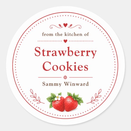 Étiquette de biscuits aux fraises faits maison (Devant)