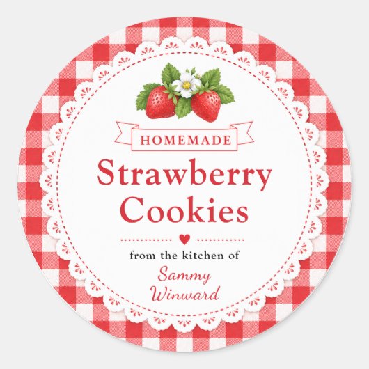 Étiquette de biscuits aux fraises faits maison (Devant)