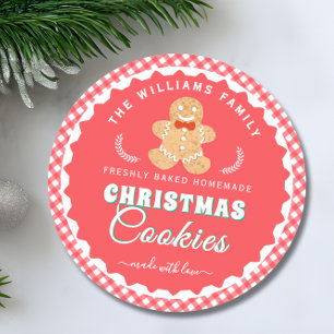 Étiquette de biscuits de Noël au gingembre Gingham