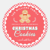 Étiquette de biscuits de Noël au gingembre Gingham (Devant)