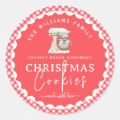 Étiquette de biscuits de Noël en gingham (Devant)