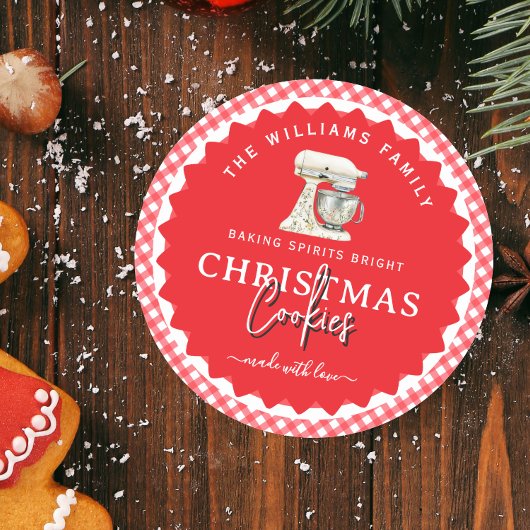 Étiquette de biscuits de Noël en gingham pour prod