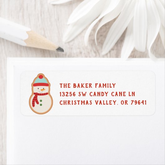 Étiquette de biscuits de Noël Snowman (En situation)