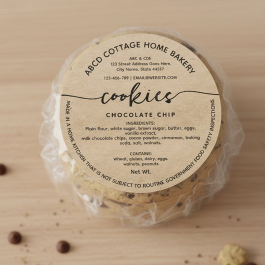 Étiquette de biscuits en papier Kraft rustique Éti